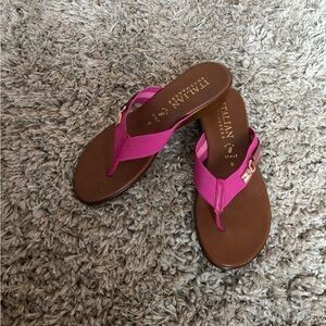 Fuchsia and Brown Sandals